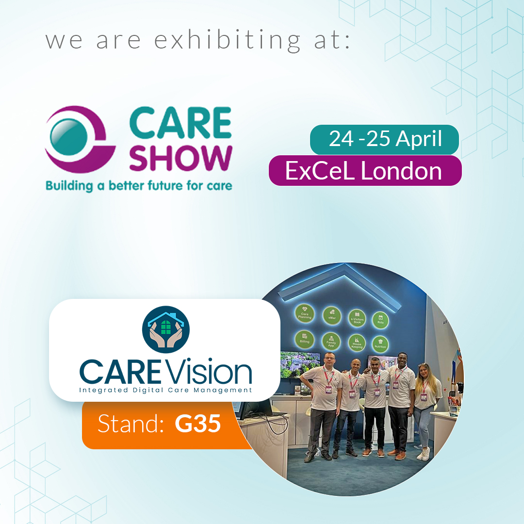 The Care Vision team is exhibiting at @CareShow  #London and we couldn’t be more excited about it! Come and see us on stand G35 on 24 or 25 April at ExCel London for demos, friendly conversation about our integrated #digitalcare management system. 
careshowlondon.co.uk