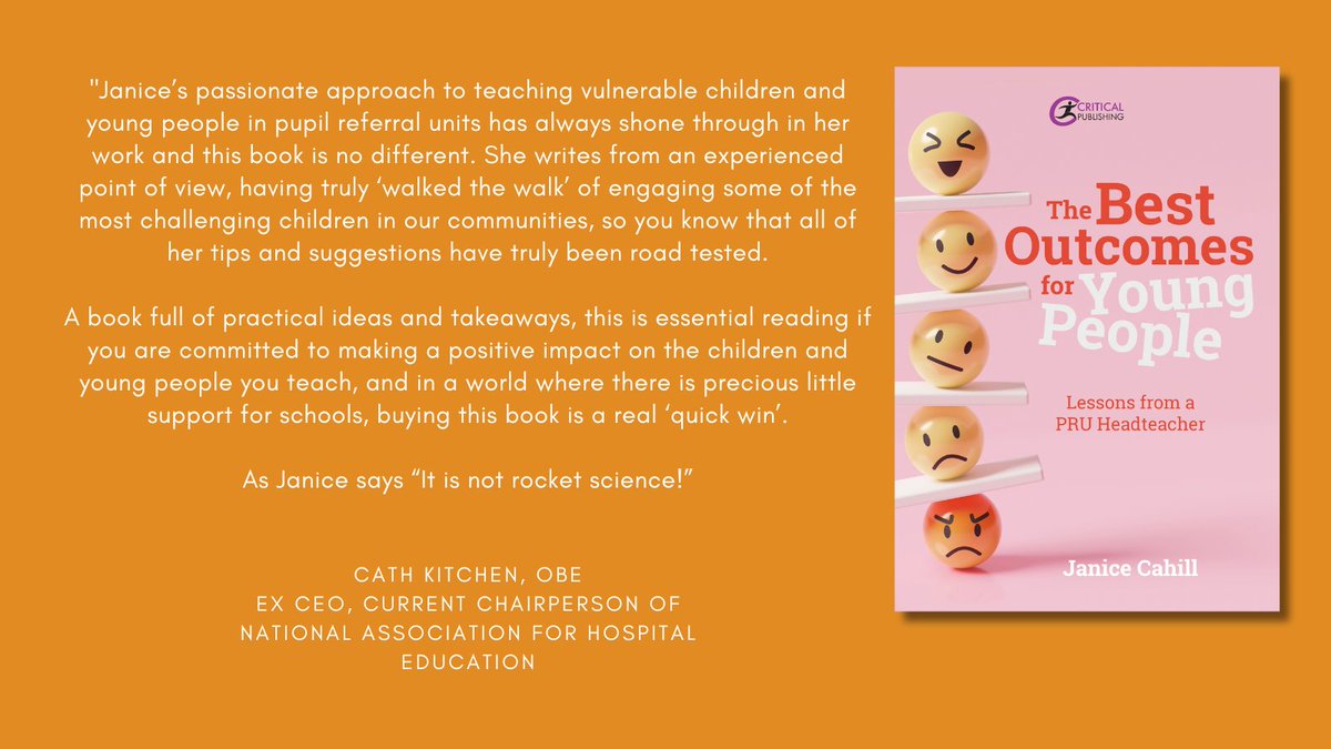 A lovely review for Janice Cahill’s 'The Best Outcomes for Young People,' publishing on Monday. Thanks so much @CathCathkitchen. Buy your copy at criticalpublishing.com or from your local bookshop.
