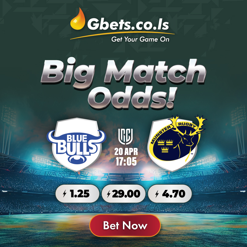 The Bulls will be chomping at the bit to bag a huge scalp when they play the defending URC champions. Munster, on Saturday.

Will the Bulls prove their URC title-winning credentials?

Take your punt and Bet Now!

#Gbets #GbetsRocks
