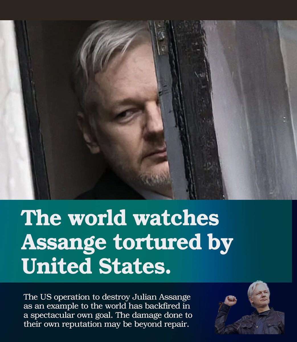 The US mission to make an example of Julian Assange with the aim of concealing crimes & protecting their reputation has backfired in a spectacular own goal. The decade long ruthless persecution of Julian has instead caused a world explosion of disgust & animosity upon themselves.