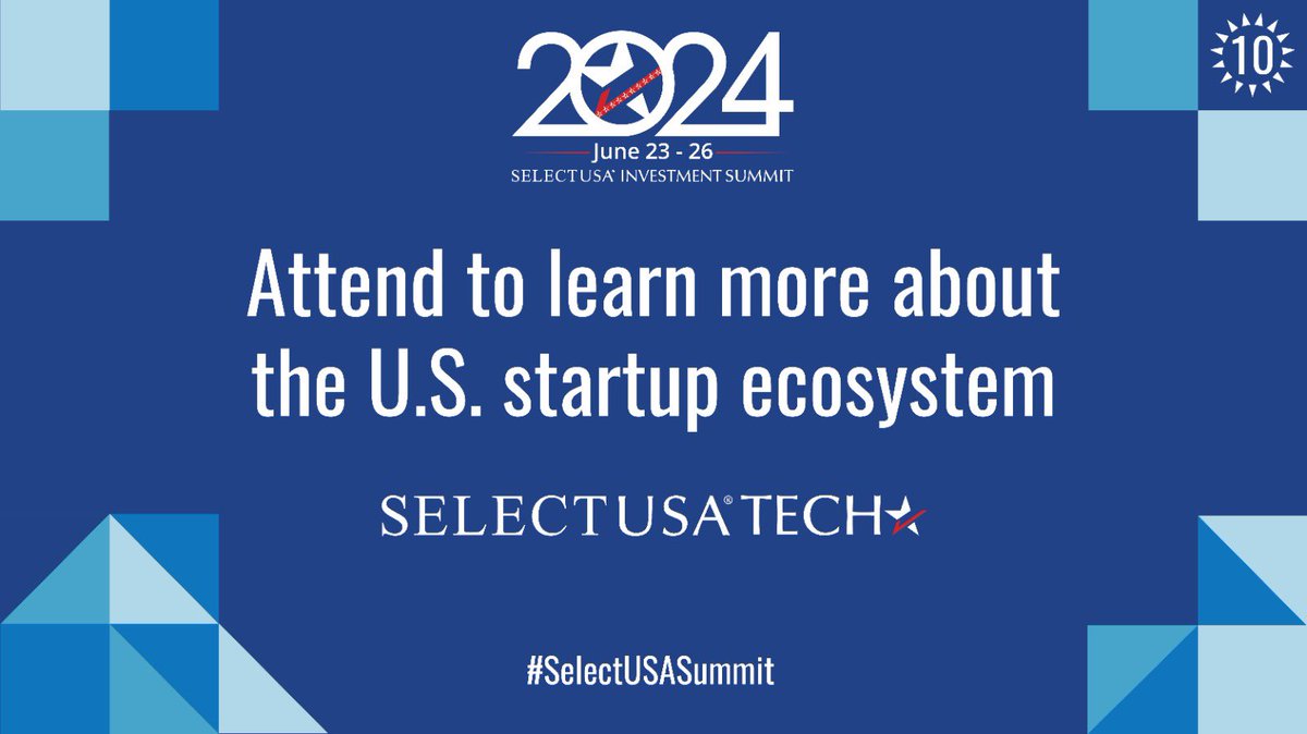 2024 #SelectUSA Zirvesi'nde @SelectUSA Tech katılımcısı olmak için hemen başvurun! #SelectUSA Tech katılımcıları, 23-26 Haziran 2024 tarihlerinde gerçekleşecek bu yatırım zirvesindeki 8 oturumdan birinde ürün/hizmetlerini sunmak için başvurabilirler. selectusasummit.us/Programming/Se……