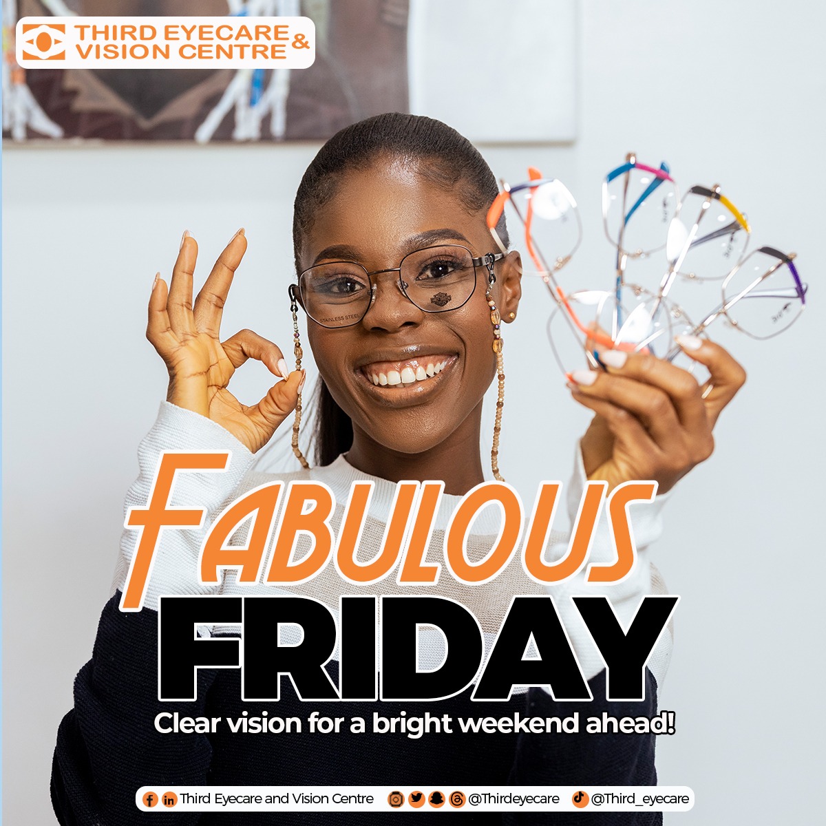 Friday Focus: Clear vision for a bright weekend ahead!!!!! #thirdeyecare #thebesteyeclinicinghana #TGIF #Fabulousfriday #April2024