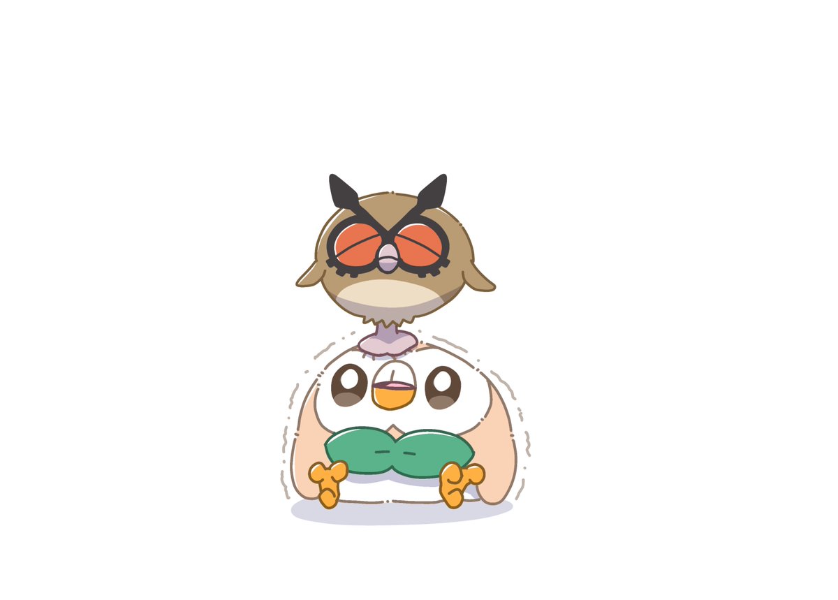 rowlet simple background white background closed mouth pokemon (creature) no humans bird trembling  illustration images