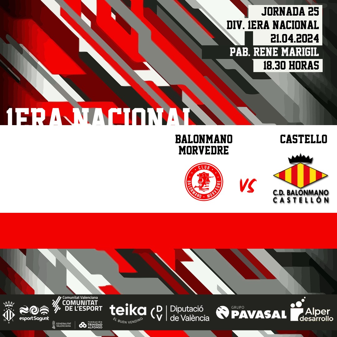 🏆 #1eraNacional Jornada 24 📌 Pabellón René Marigil 📅 Domingo⏰ 18:30h 🆚 Balonmano Morvedre Castellón 🎦 youtube.com/live/lWk_8jm31… #vamosmorvedre🖤❤️ #laforçadelmorvedre #addictesalmorvedre