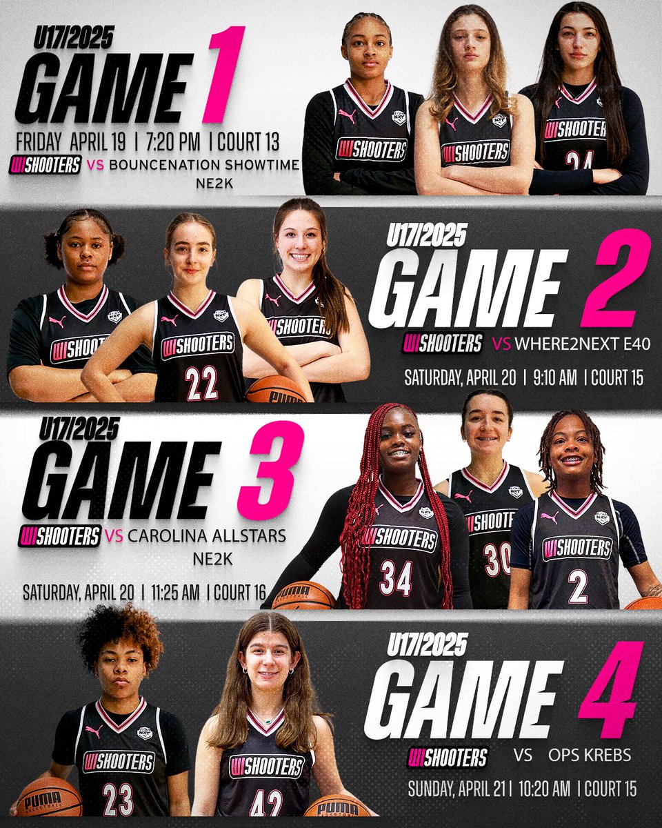 wiladyshooters's tweet photo. Updated Schedule- Our 2025 Puma NXT team will be playing in the @SelectEventsBB #TheClash tourney in Hamilton,OH. 
@PRO16G https://t.co/uuAjXZvrWk