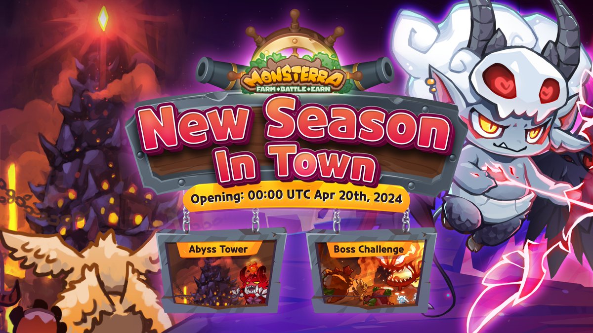 Yolo fellas!🤟 The weekend comes with tons of new battles. Come, set, and prepare for the fascinating fun in our new Boss Challenge & Abyss Tower season. 🗺Opening: 00:00 UTC, 20th Apr, 2024 🎮Ready to fight: play.monsterra.io/?src=social Mark your calendar NOW!