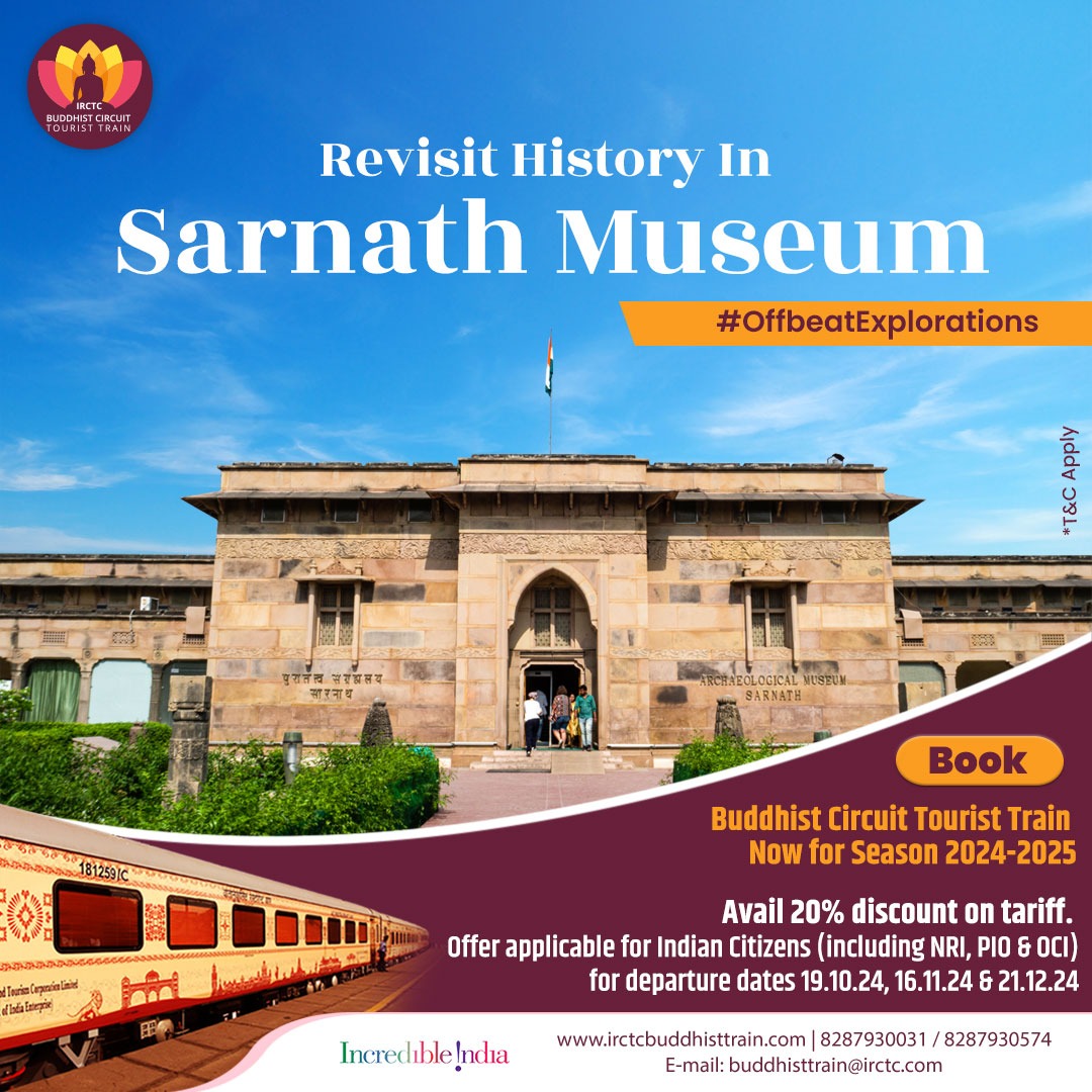 Witness historic relics in the Sarnath Museum. 

Visit irctcbuddhisttrain.com to book a journey filled with #OffbeatExplorations aboard the #BuddhistCircuitTouristTrain.

#TravelIndia #IncredibleIndia #ExploreBuddhism #BuddhistHeritage #BuddhistPilgrimage #CulturalDiversity