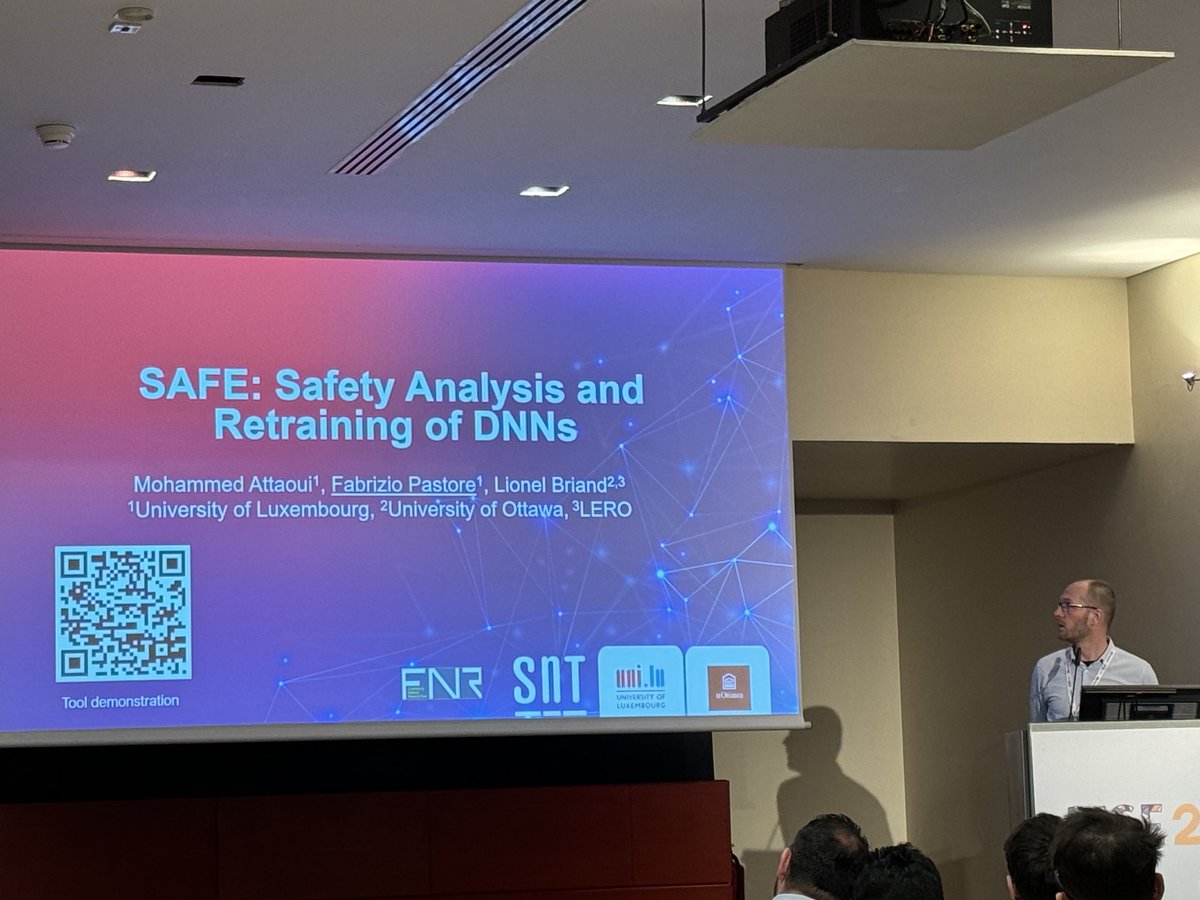 ⁦@FabrizioPastore⁩ is presenting our SAFE tool and approach for the safety analysis and retraining of deep learning networks #icse2024