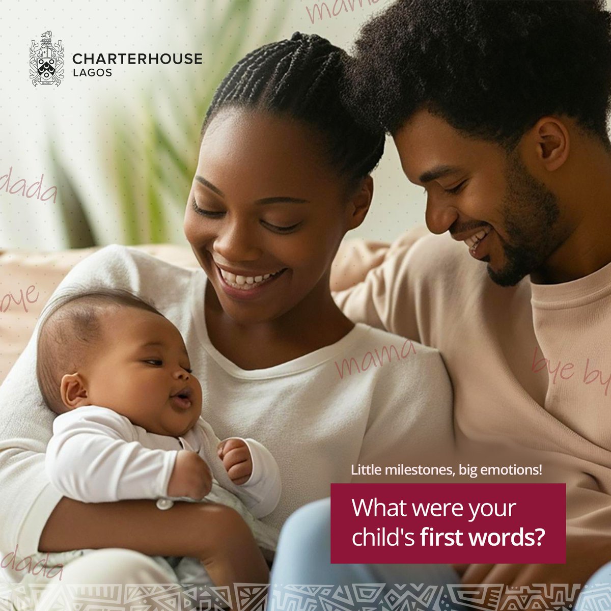 Mama… dada… bye bye...

A child’s first words can be so emotional!

Can you remember what your child’s first word was? Leave a comment to share.

#BabyMilestones 
#FirstWords 
#PreciousMoments 
#Parenthood
#CharterhouseLagos