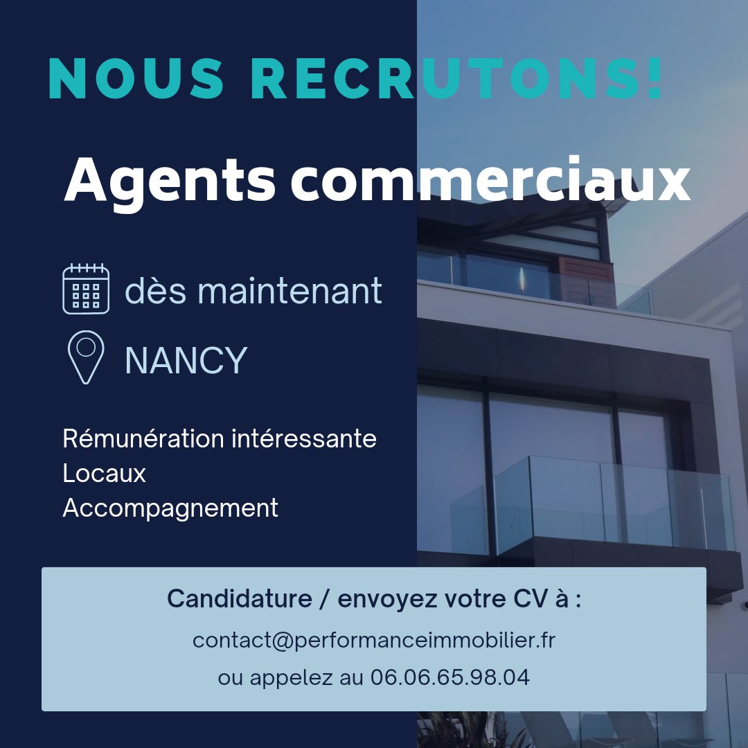 performanceimmo's tweet photo. Performanceimmobilier nancy 
250 Avenue de Strasbourg 54000 Nancy 
Recrute https://t.co/9sir0n55a6