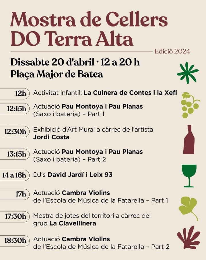 Ens veiem demà a Batea? 🍷🍾😁

#doterraalta #cruïlla #cellerbatea