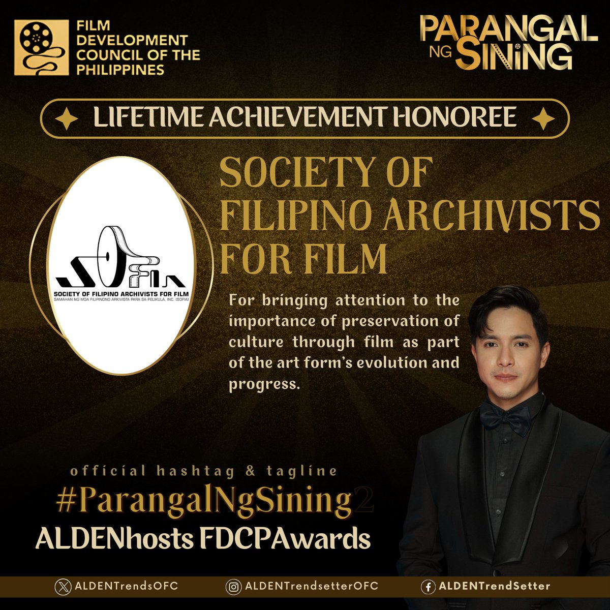 Society of Filipino Archivists for Film [SOFIA], an NGO composed of individuals from various expertise brought together by the causes to preserve Philippine cinematic heritage and to support the establishment of a national audiovisual archive. By preserving our Philippine film