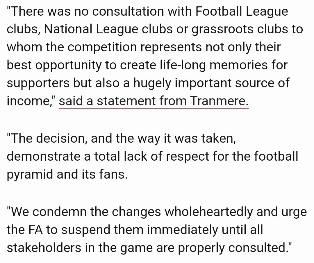 The FA bending over for the suits running the Greed League proves that they are not fit for purpose The world's oldest and greatest cup competition, the life blood of English Football, disgraceful This proves time for real change can't come soon enough, sack the FA #SackTheFA