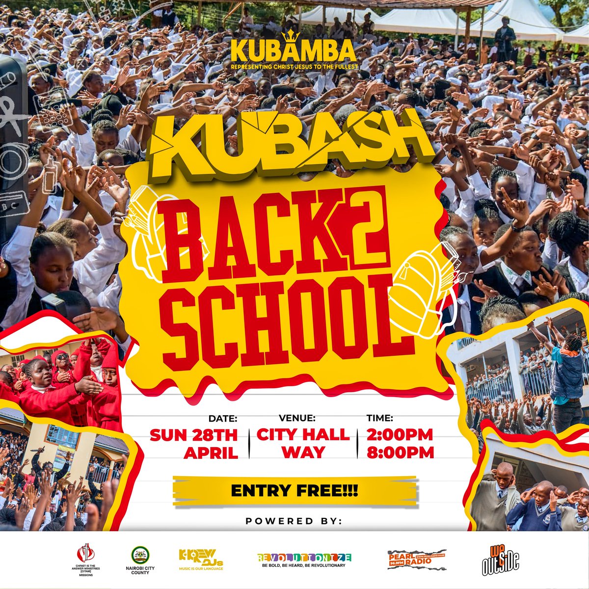 PearlRadioKe's tweet photo. Kubash Back 2 School is back, bigger and better💥📷 happening on Sunday 28th April You definitely don't want to miss out📷#KubashBack2School #MySchoolIsCool #PearlRadioKe https://t.co/5OhwjnpaKQ
