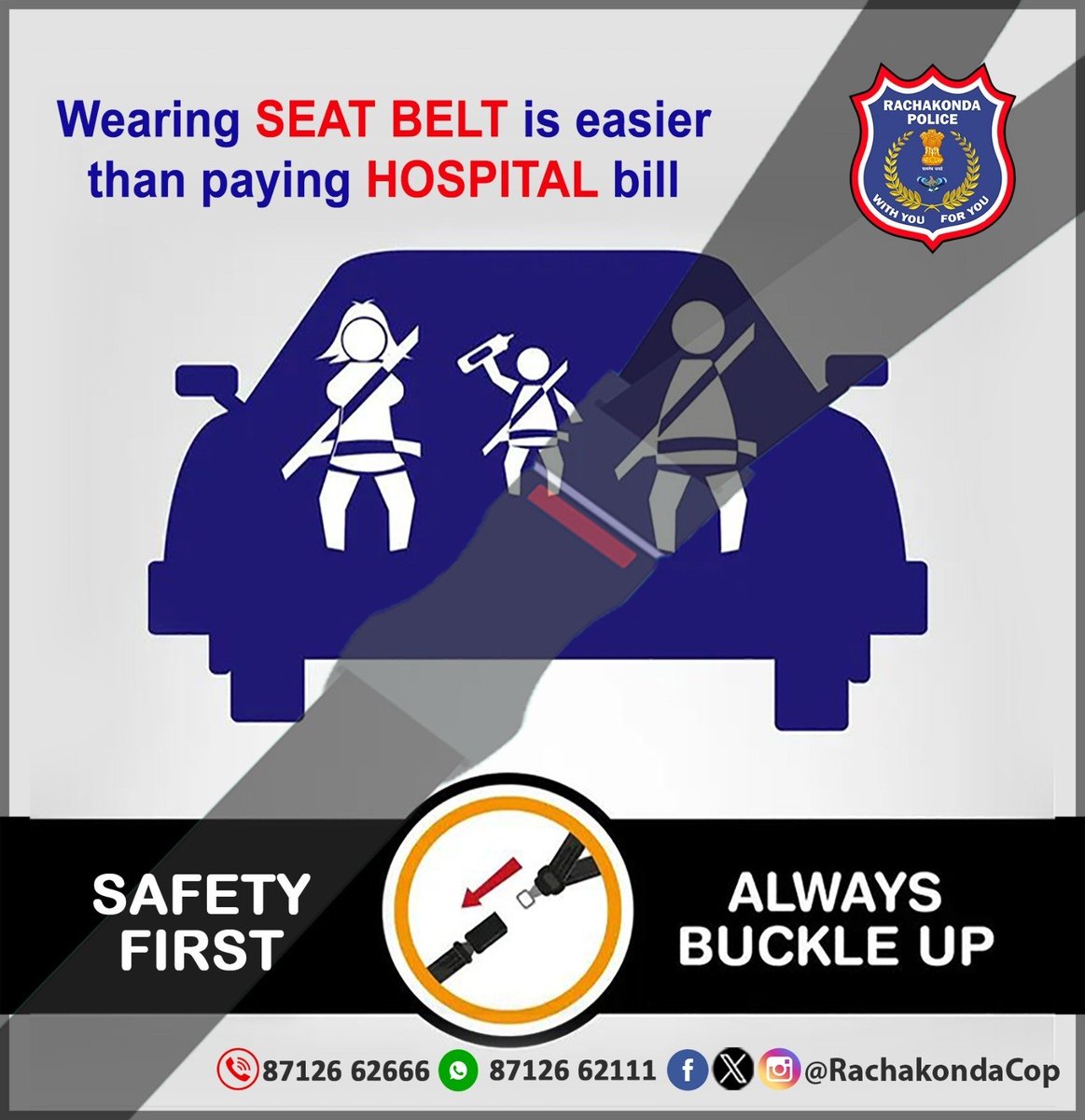 Wearing a #Seatbelt is easier than paying a #Hospital bill.

#RoadSafety
#DriveSafe 
#FollowTrafficRules