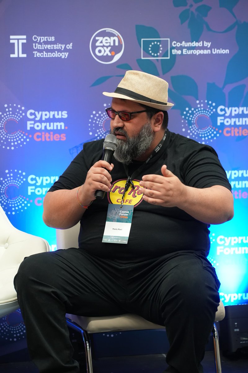Now on the stage of #CyprusForumCities: 👉 Panis Pieri in conversation with Penelope Vasquez Hadjilyra.