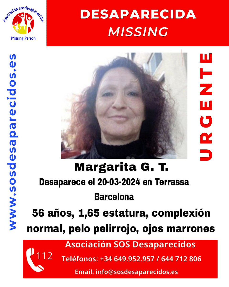 🆘 DESAPARECIDA
#Desaparecidos #sosdesaparecidos #Missing #España #Terrassa #Barcelona
Síguenos @sosdesaparecido