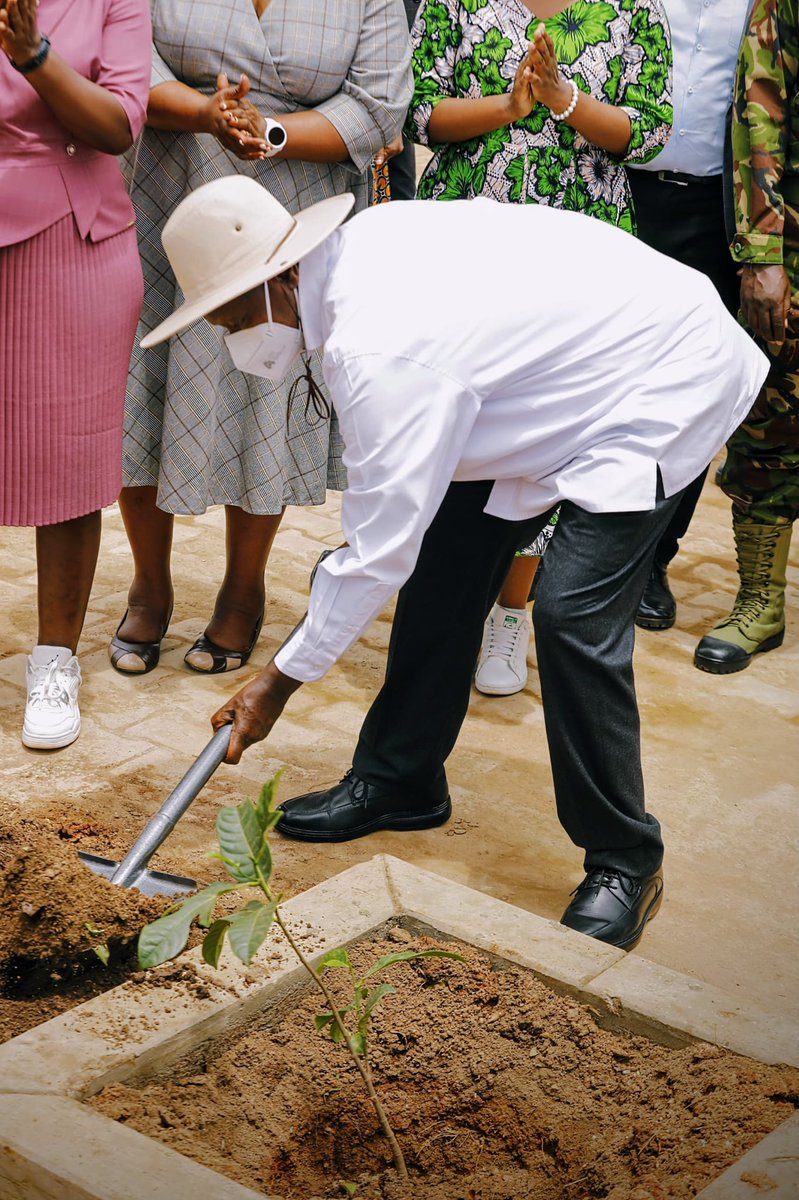 H.E @KagutaMuseveni & @JanetMuseveni arrive for the Launch of the National Patriotism Environmental Protection Campaign at Kitebi Senior Secondary School. Frame 3&4: Mzee plants a 🌱 #EnvironmentalProtection #OpenGovUg 📷 @BournieKarogo