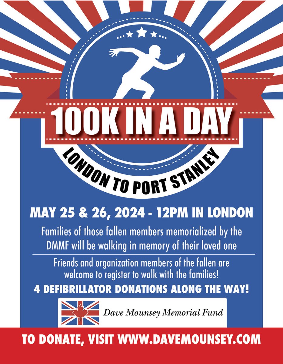 100K IN A DAY - Leg 10 (46-50km)
DC Rob Plunkett @YRP @YRPAca 
May 25th the 10th 5km leg is in memory of DC Plunkett as part of our 100K in 24 hour walk. Please consider donating gofund.me/c0107aa6 @PoliceAssocON @OPP_WR @OPPCommissioner @HeroesInLife @CPPOM @RibbonSociety