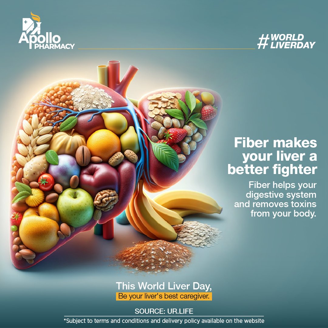 Celebrate World Liver Day by showing your liver some love! Nourish it with greens, keep it active with exercise, support it with fiber, and let it rejuvenate with quality sleep. Your liver will thank you for it! @WorldLiverDay #WorldLiverDay #LiverHealth #ApolloPharmacy…