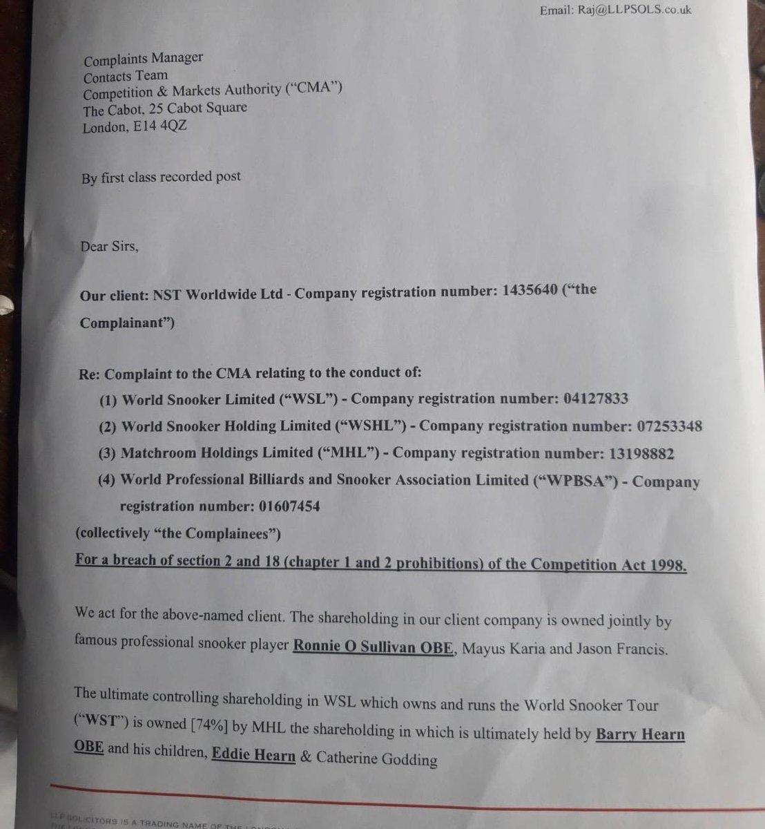 📕📕 What is going on in snooker 🚨🚨 #Confusing times for #WorldSnookerChampionship and all the sport's fans who watch through @bbc with this #snooker litigation letter 📩 landing on my desk this morning! #confused 🎱❤️ What is going on now with this week's #RiyadhSeason…