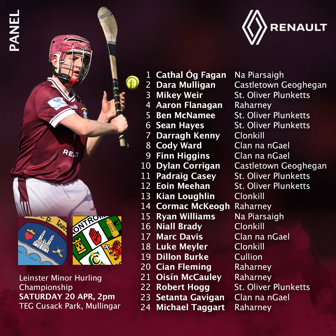 Westmeath minor hurling team to play Antrim at 2PM tomorrow at TEG Cusack Park in the Leinster Championship 🇱🇻 🇱🇻 
Tickets via universe.com/events/electri…. 
Live via clubber.ie. 
Best of luck to Ian Corrigan's side!!!!
#iarmhiabu
#westmeathgaa
#maroonandwhitearmy