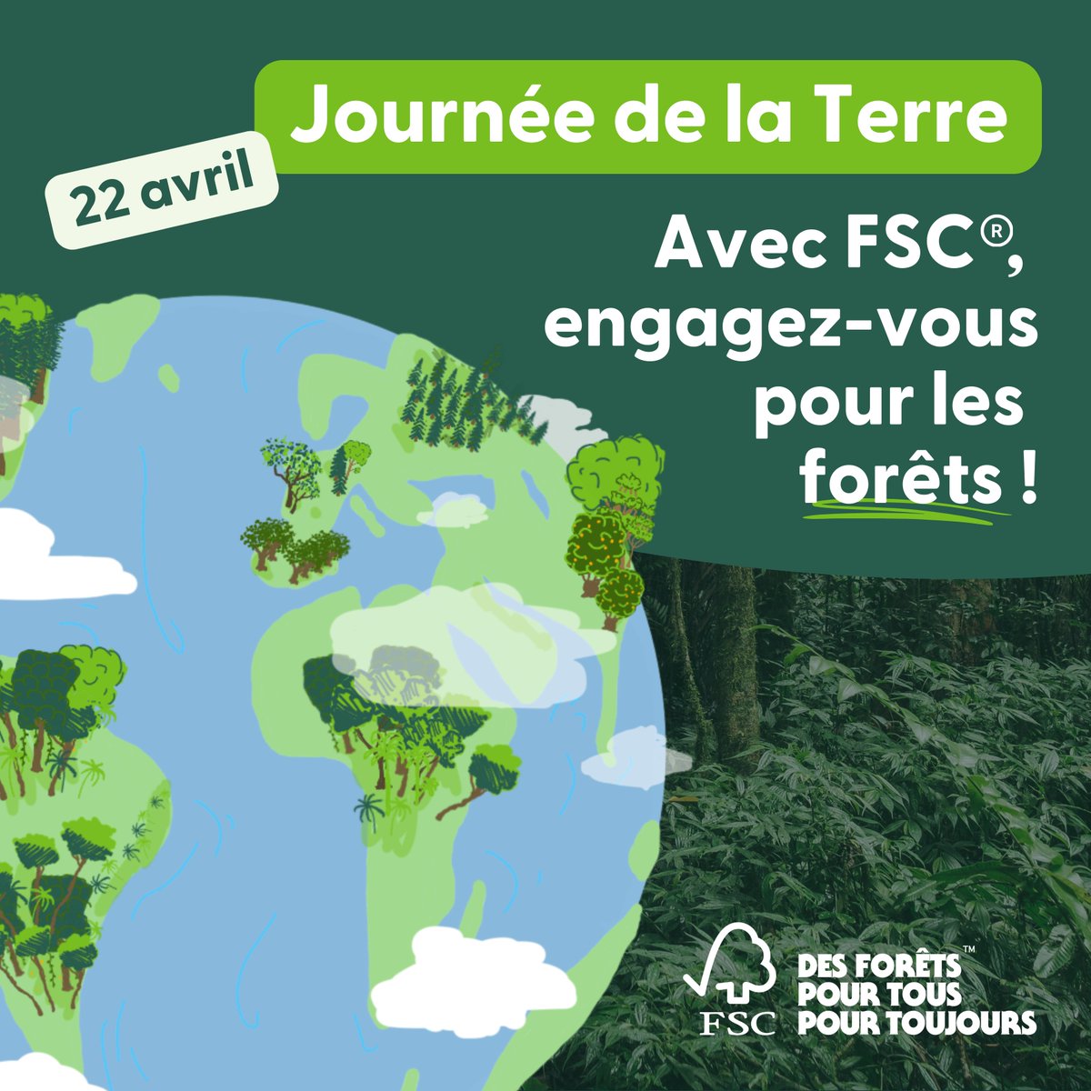 Aujourd’hui, c’est le #JourDeLaTerre ! 🌎
Protéger notre planète passe entre autres par la préservation des écosystèmes qu’elle abrite...
Pour nos #forêts, c'est possible en adoptant une gestion forestière responsable, avec la certification #FSC🌳
#jourdelaterre2024 #JDLT2024