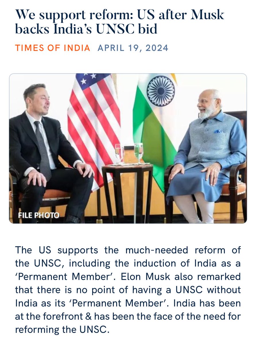 We support reform: US after Musk backs India’s UNSC bid timesofindia.indiatimes.com/india/we-suppo… via NaMo App