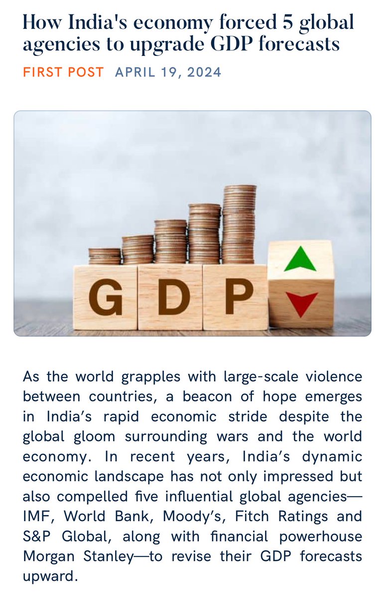 How India's economy forced 5 global agencies to upgrade GDP forecasts firstpost.com/india/indian-e… via NaMo App