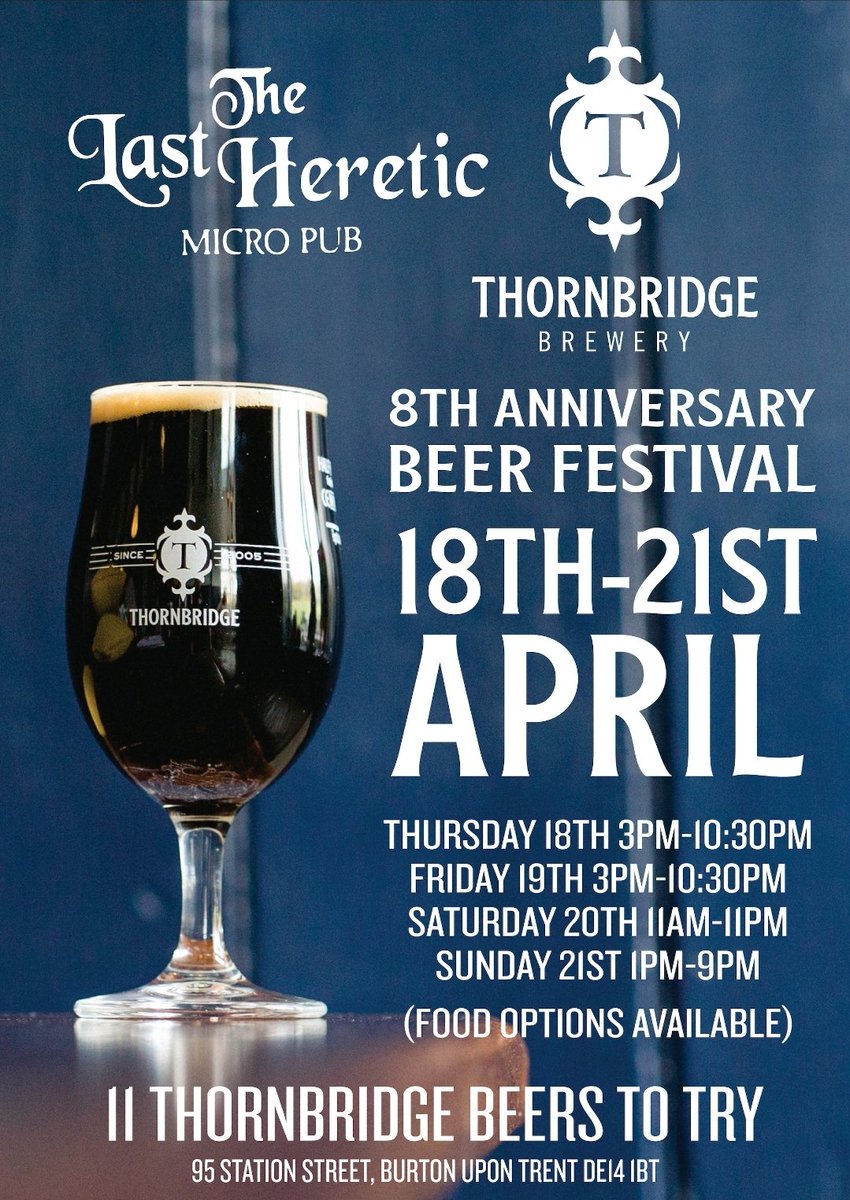 My 8th Anniversary beer festival is up and running,  it's a Thornbridge tap takeover as well !! @BurtonTrail @thoth1742 @thornbridge @BurtonCAMRA  @burtonalbionfc @BeeropolisBuT