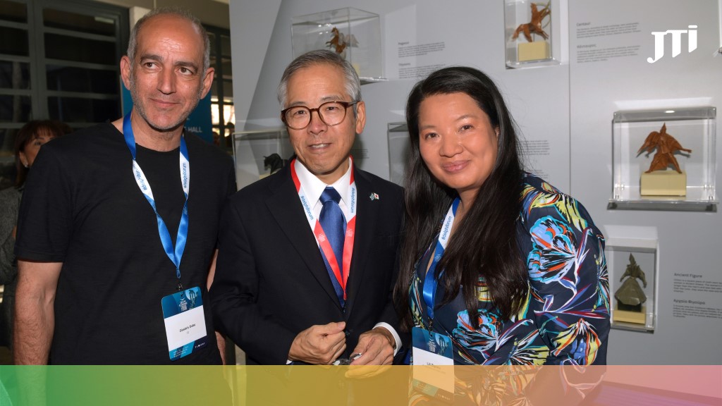 JTI_World's tweet photo. To mark 125 years of diplomatic relations between Greece and Japan and the Year of Culture and Tourism, we showcased an origami art installation at the 9th Delphi Economic Forum. Japanese Ambassador to Greece, Mr. Koichi Ito, and Lili Zigoslu visited the exhibit. @JapanInAthens https://t.co/CrLK4YxuEX