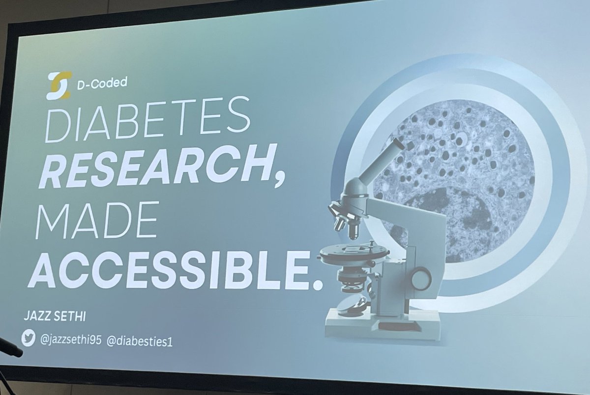 Next up at #DUKPC is @Jazzsethi95 talking about a passion of mine - how can we make research #accessible for everyone? 💙

She has created a fantastic resource to make #research digestible for people with #Type1Diabetes called D-coded! 🤩

Check it out 👉 dcodeddiabetes.com