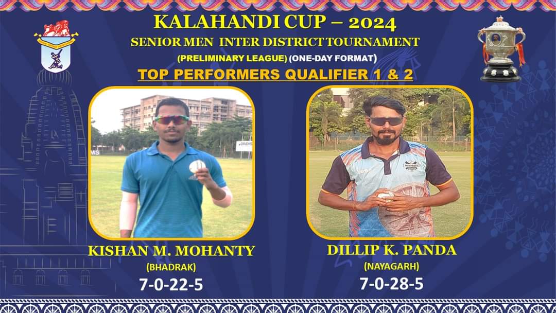🏏KALAHANDI CUP - 2024🏆 SENIOR MEN INTER DISTRICT CRICKET TOURNAMENT (PRELIMINARY LEAGUE) (ONE-DAY FORMAT) Watch out for the Top Performers of Gold & Silver Group Qualifier Matches! #Odisha #BCCI #ocavision2024
