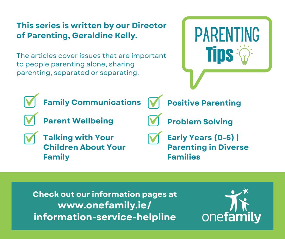 Looking for info on family communication? Want some tips on problem solving? Need a guide on discussing separation with your children? One Family's #ParentingTips can help! 💞 Check out our helpline information pages here: onefamily.ie/information-se…