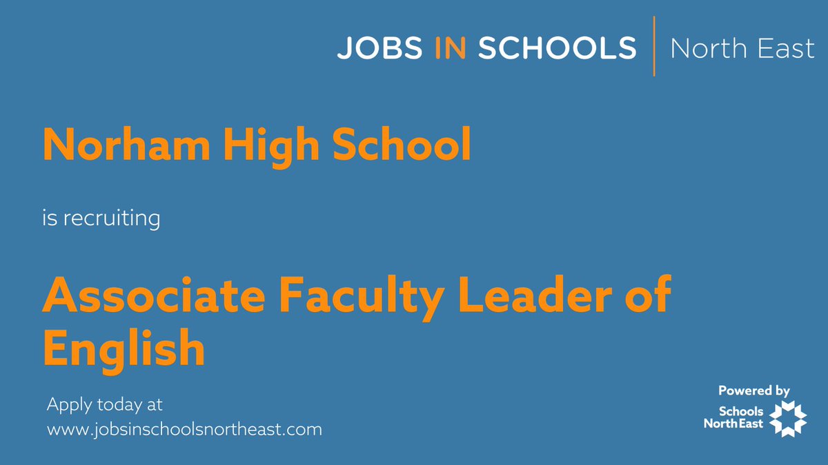 📚@NorhamHigh are looking for an Associate Faculty Leader of English to join their school. Find out More: jobsinschoolsnortheast.com/job/associate-…
