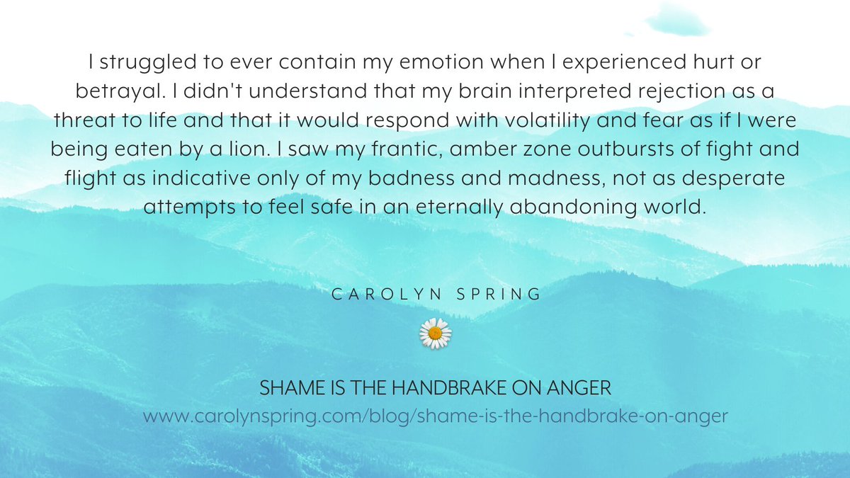 Our post-traumatic responses are not our character. They are survival instincts. This is the double-whammy of trauma: we get hurt, and then blame ourselves for saying 'ouch'. Read more: carolynspring.com/blog/shame-is-… #trauma #TherapistsConnect
