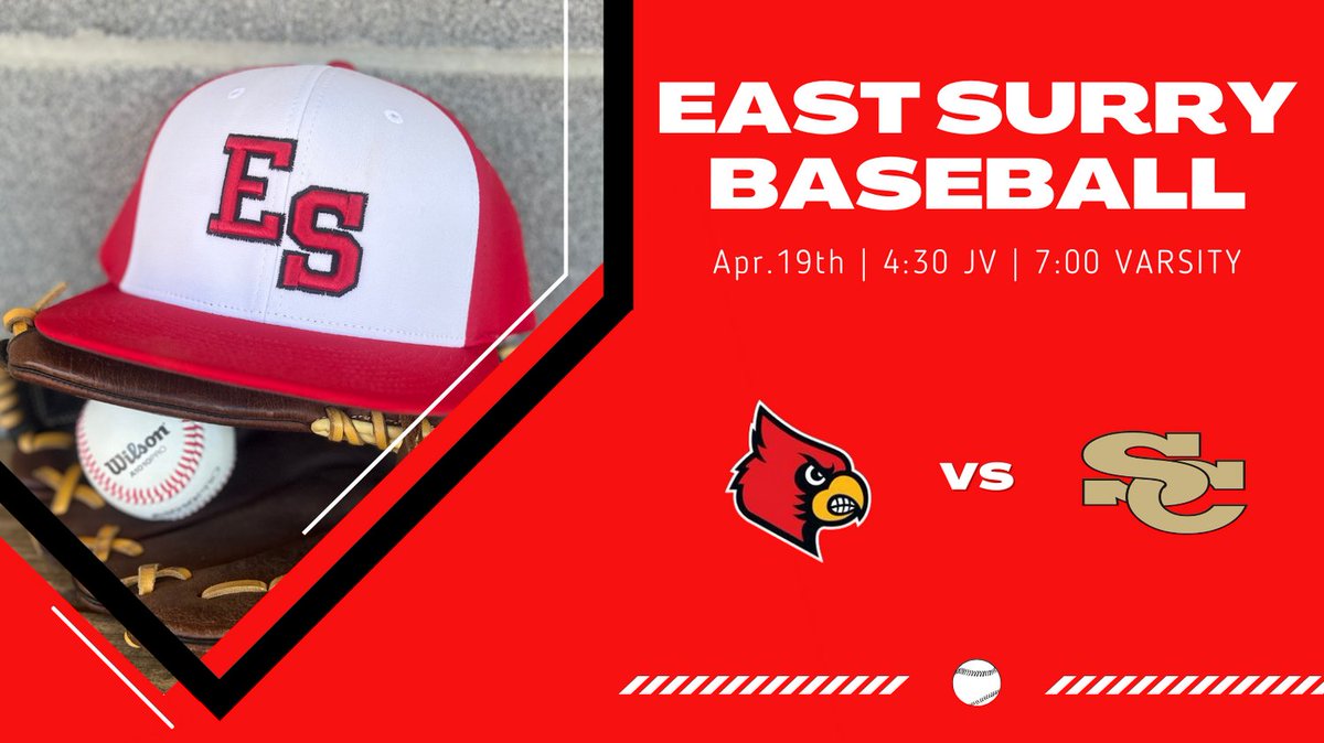 Good luck to @ESurryBaseball as they host Surry Central in a Foothills 2A contest. JV game is set to start at 4:30pm with Varsity to follow. Go Cards!