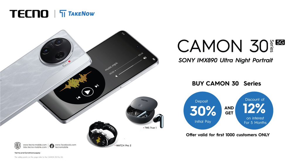 With Easy buy or Take Now, you can easily own a CAMON 30 by depositing as low as UGX 294,000. This offer is only available for the first 1000 customers. Visit your phone plug when the offer still stands #CAMON30LaunchUG #CAMON30AIPhone