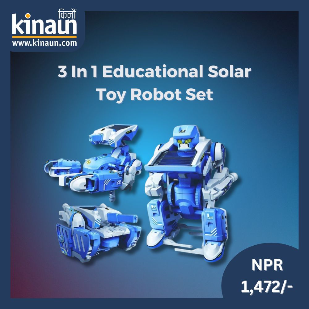 3-in-1 Educational Solar Toy Robot Set at NPR 1,472/-
kinaun.com/product/3-in-1…

#robots #ToyRobot #toy #solarpowered #kidstoys #kinaunshopping #किनौं