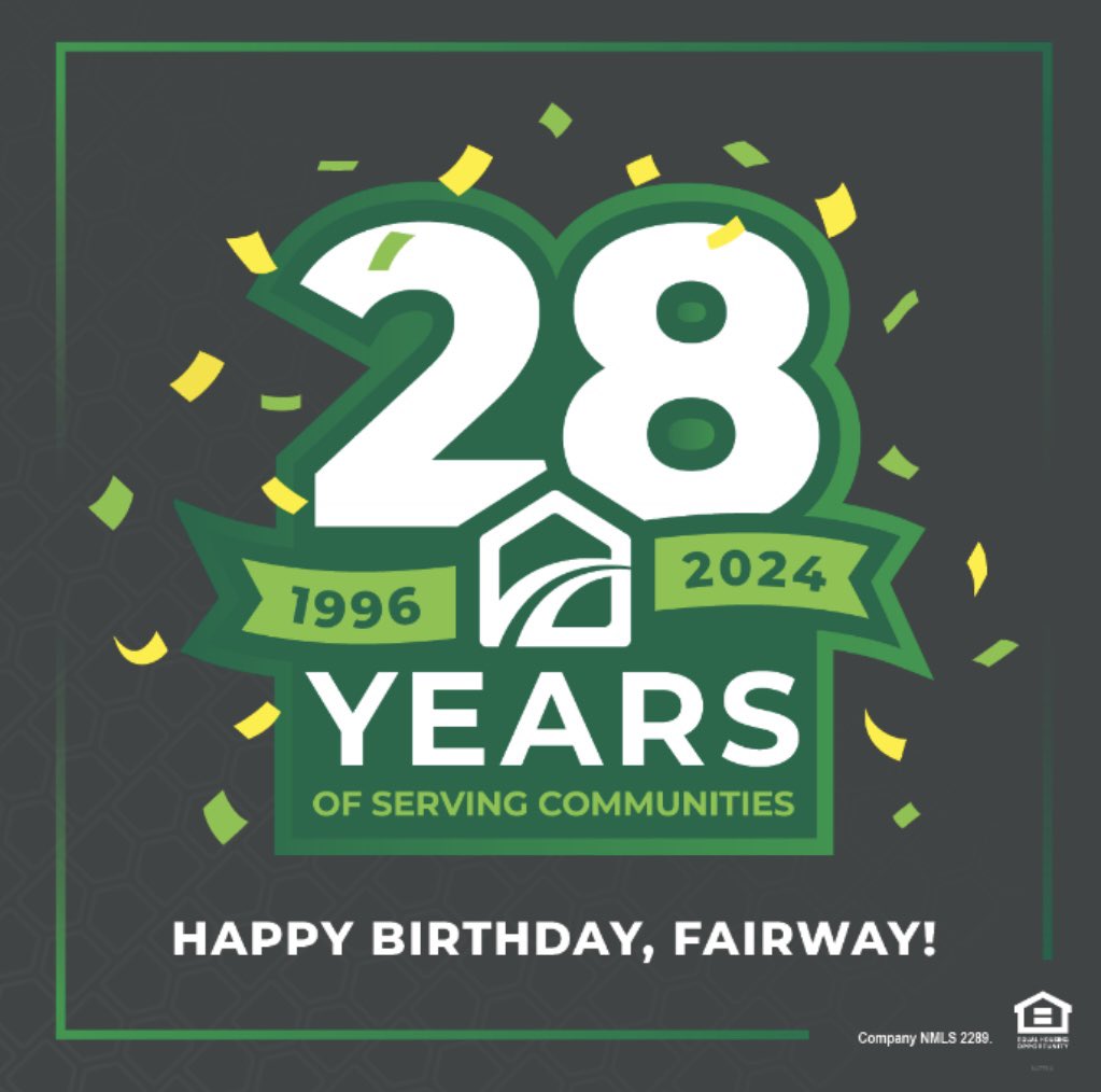28 Years of Excellence! Fairway Independent Mortgage Corporation has been empowering homeowners for nearly three decades. Trust us for your mortgage needs!

#28YearsStrong #MortgageExperts #TrustedLender #HomeownershipJourney #FairwayIndependentMortgage #MortgageSuccess