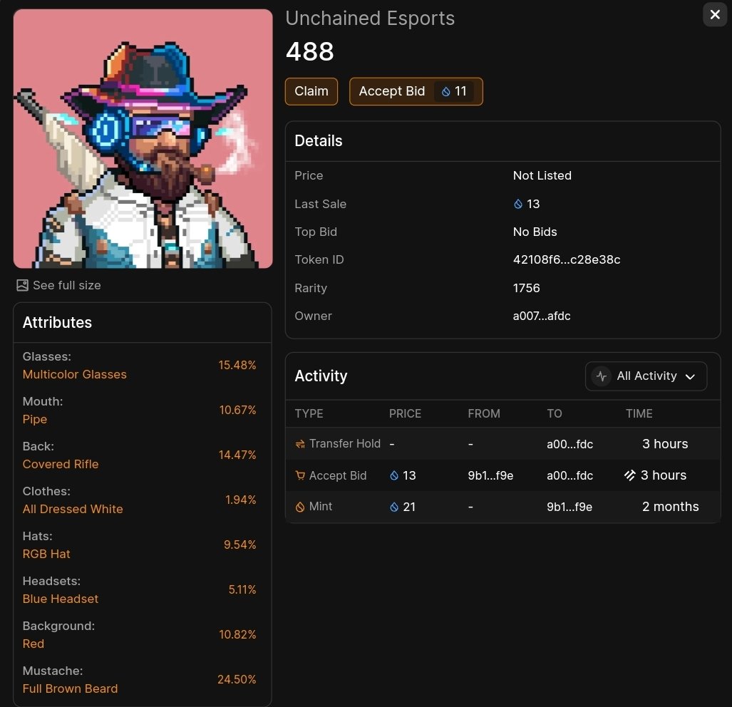 Ossybadman's tweet photo. Snipped some NFTs on @tradeportxyz by bidding | $Sui 💧

@Cosmocadia Island #1 Rarity 1448
@UnchainedOnSui Sheriff #488 Rarity 1756
@sacabamfun #885 Rarity 1742

#Tradefest @ThinkSui https://t.co/FSQrpUKi6t