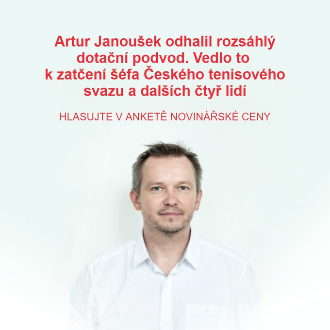 📻 Náš investigativní reportér Artur Janoušek v jedné z největších sportovních kauz v Česku za poslední roky odhalil dotační podvod Českého tenisového svazu. 👏 A je za to nominovaný na Novinářskou cenu, dejte mu svůj hlas, zaslouží si to! 🫢 hlasovani.novinarskacena.cz