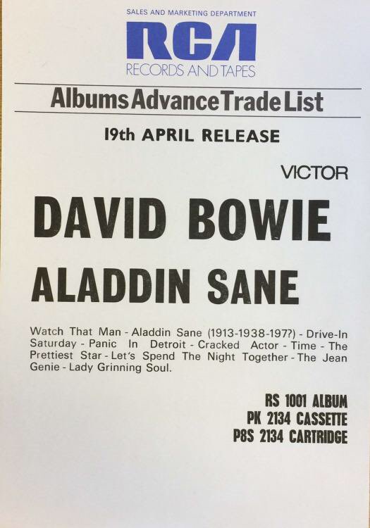 On this day, 51 years ago, David Bowie released his Aladdin Sane album in 1973