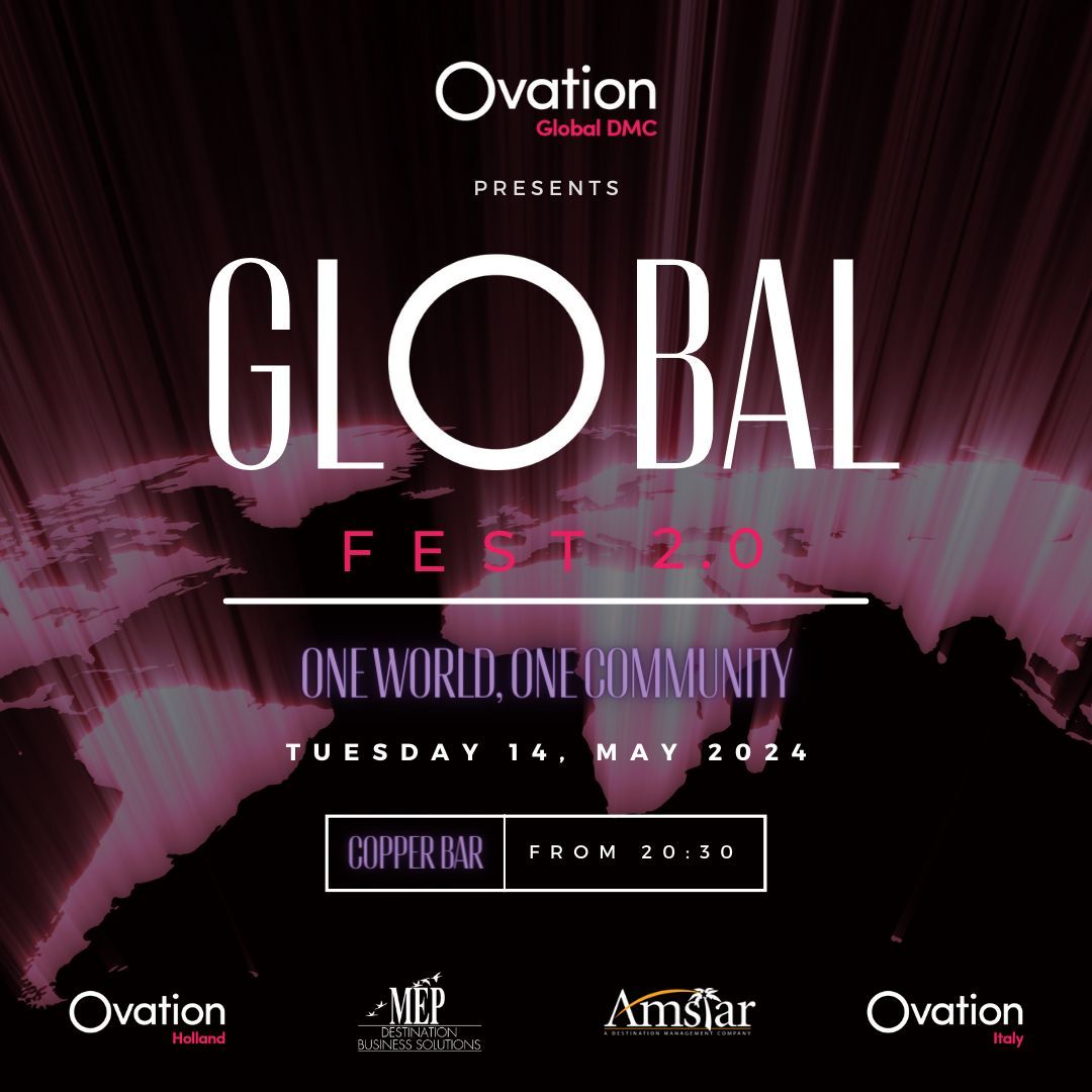 We are less than one month away from GLOBAL FEST 2.0!

This #event wouldn't be possible without the support from several of our local offices and #strategicpartners. Thank you to @ovationholland @ovationitaly <a href="/MEP/">Mike Park</a> and <a href="/Amstar/">Duchess Amelia 💫</a> for making it happen! 

#Ovationdmc #dmc #imex