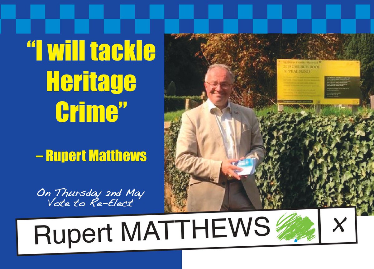 To Tackle HERITAGE CRIME vote for Rupert Matthews on Thursday 2nd May · Support Heritage Watch · Protect faith buildings · Protect archaeological sites If you have a postal vote, please return it TODAY On 2nd May #CutCrimeVoteMatthews Details: rupertmatthews.org.uk/campaigns/tack…