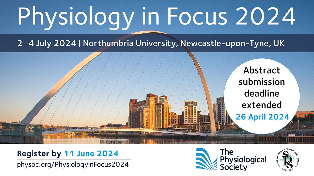 📢 Abstract submission deadline EXTENDED for #PhysiologyInFocus 2024! Be a part of the discussion on the latest #physiology research. Submit your abstract for an oral or poster communication by 26 April: buff.ly/3W6ezGa @scandPhys