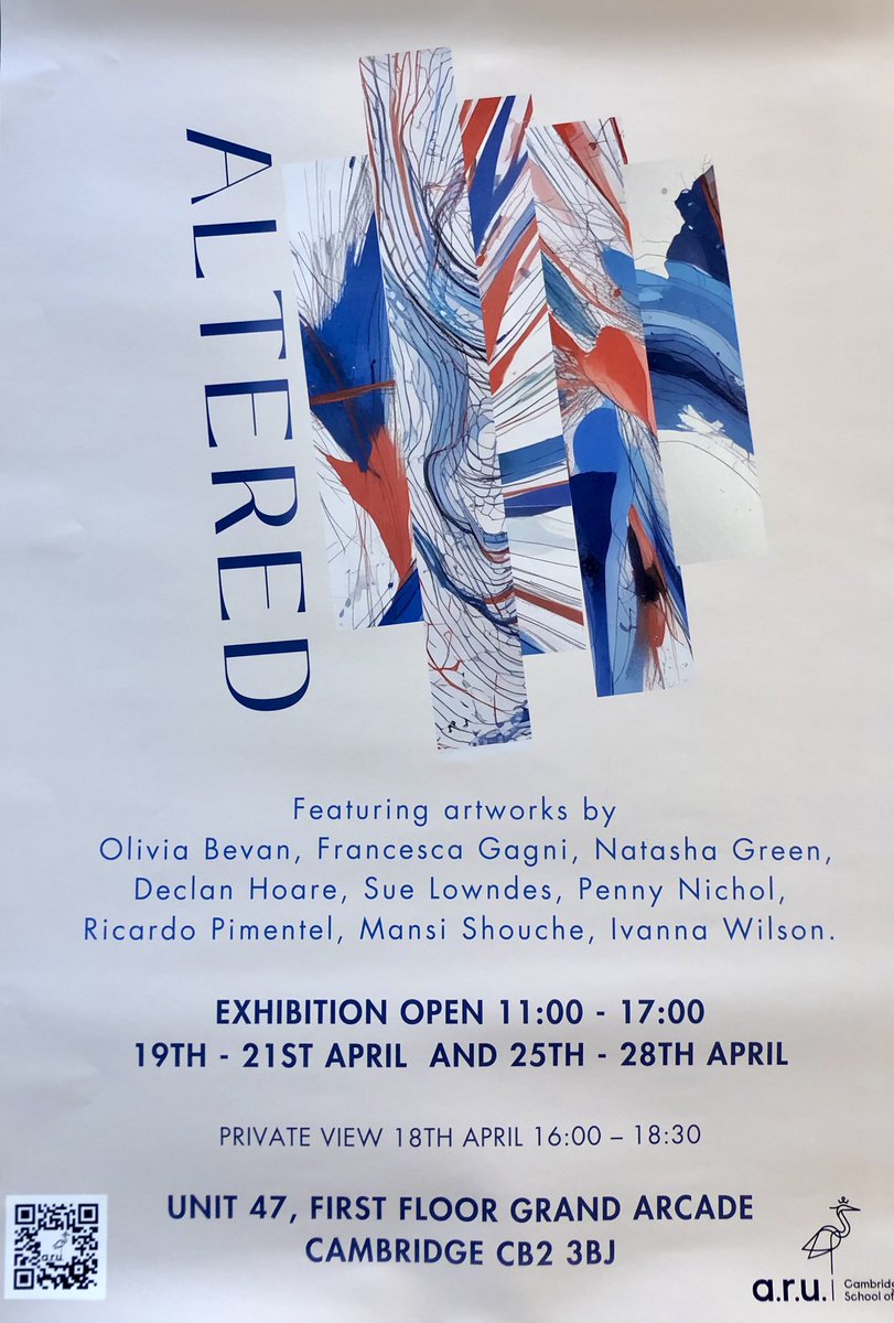 DrApurbaKundu's tweet photo. Still time to feast your eyes at the #Altered exhibition of work by @AngliaRuskin @ARUCreative students in the #GrandArcade #Cambridge https://t.co/QSDV9Lws9f
