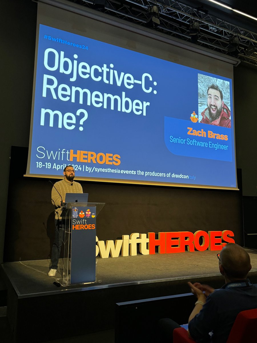 <a href="/zhbrass/">Zach Brass</a> from New York City at #swiftheroes24
"Objective-C: Remember me?"🤔