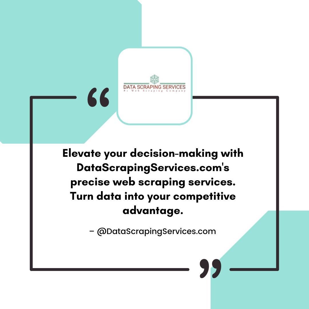 Data scraping services empower businesses with actionable insights! 💪📈 Leverage data to optimize strategies, enhance customer experiences, and drive growth. #ActionableInsights #DataDrivenDecisions Email: info@datascrapingservices.com