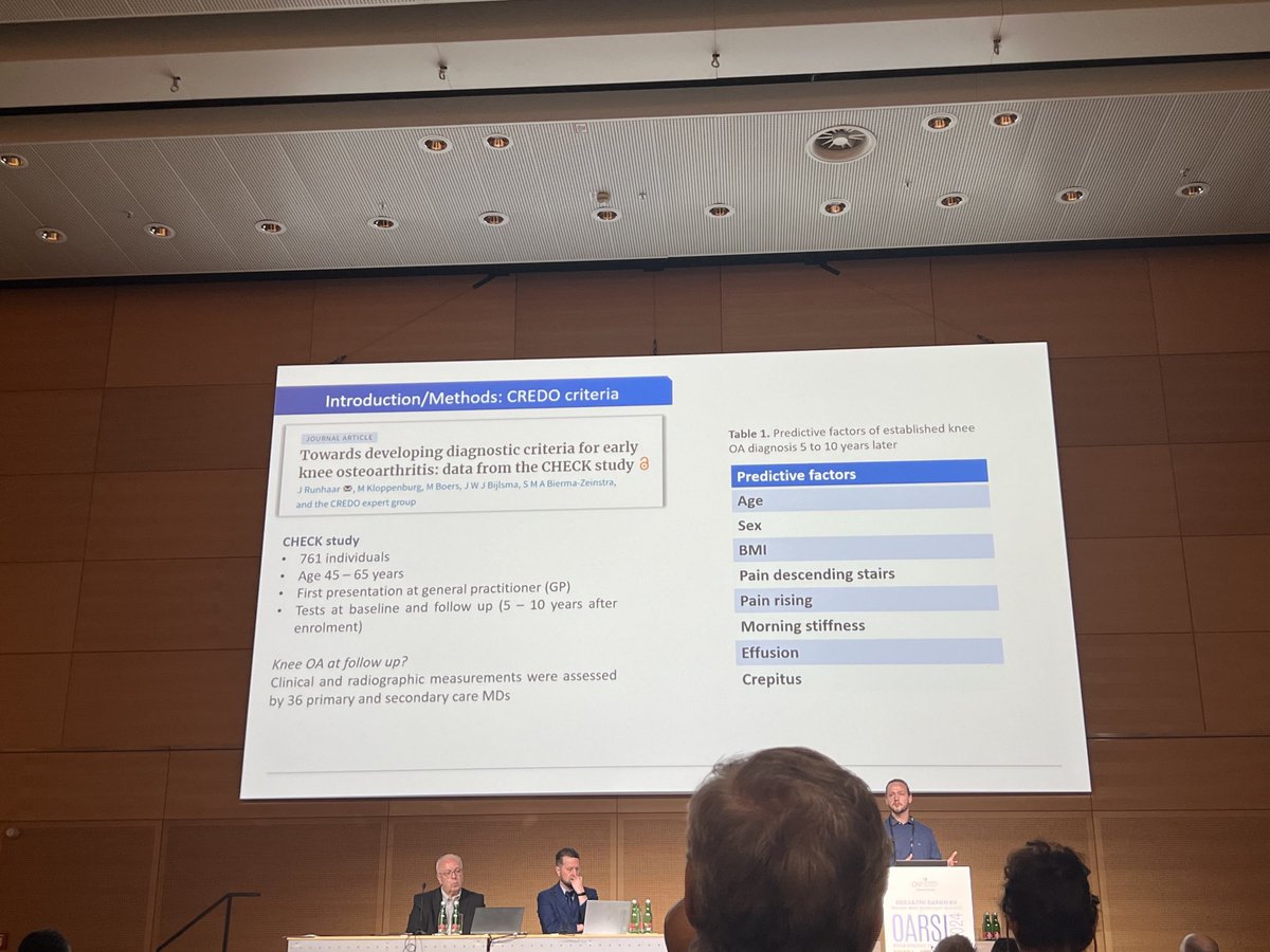 Quick reminder of predictive factors based on the CHECK data.
#OARSI2024